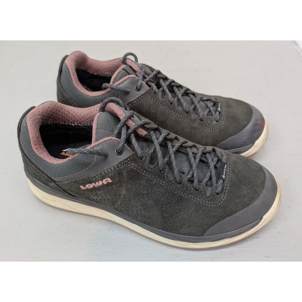 Lowa Malta GTX Lo Hiking Shoes Women's 8 Anthracite Rose Suede Gore-Tex 320547